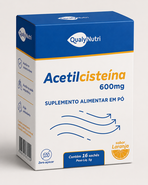 Acetilcisteína 600mg 16 Sachês Sabor Laranja - QualyNutri
