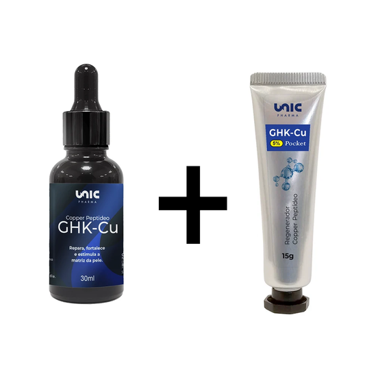 Kit de sérum peptídeos GHK-CU 30ml e GHK-Cu 5% Pocket 15g para cuidados da pele.