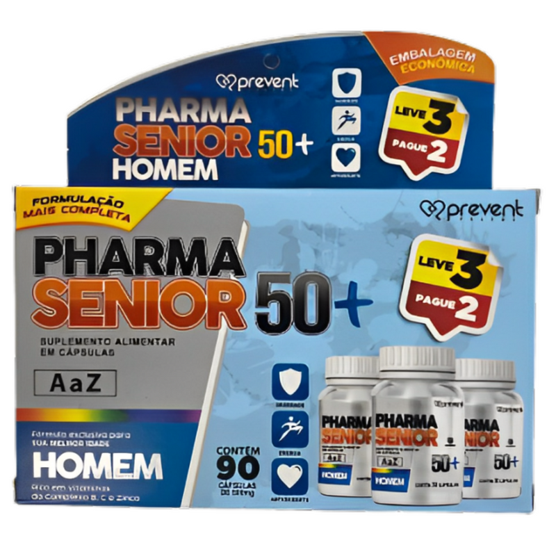 Pharma Sênior A a Z +50 Homem Leve 3 Pague 2 C/30 Cápsulas Cada - Prevent Pharma