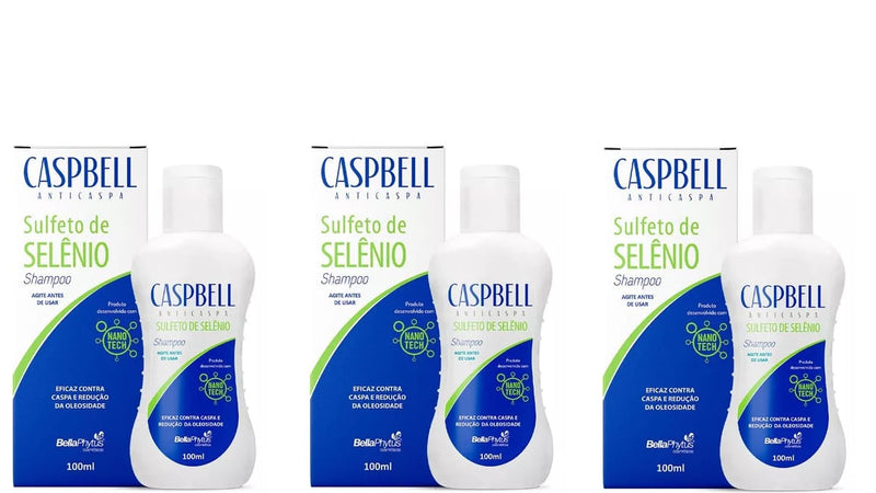 Kit C/3 Caspbell Shampoo Sulfeto de Sêlenio 100ml  Anticaspa