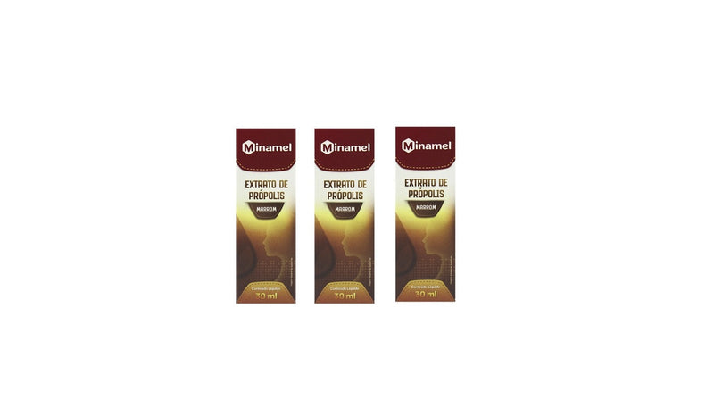 Kit C/3 Extrato de Própolis Marrom Sol 30Ml - Minamel