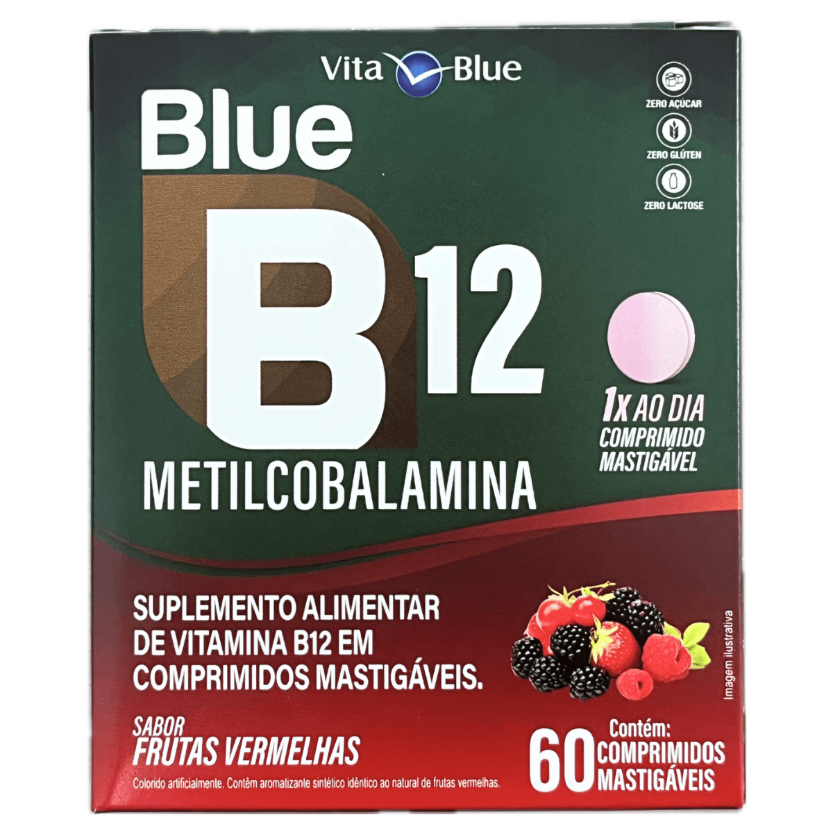 Blue B12 Metilcobalamina C/60 Comprimidos Frutas Vermelhas - Vita Blue
