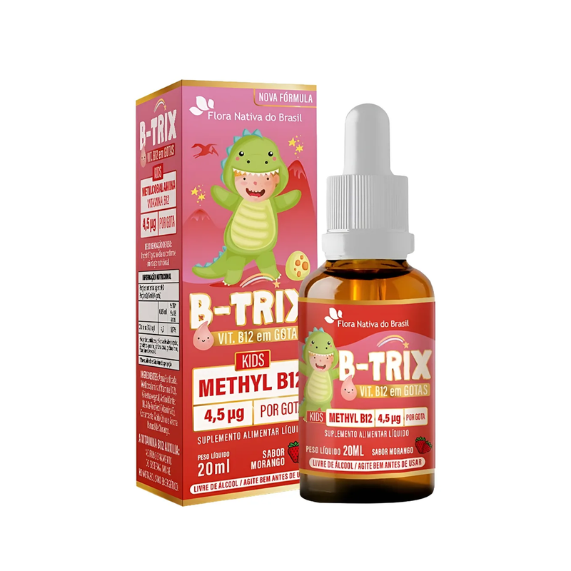 B-Trix Kids Methyl B12 Morango Solução 20ml - Flora Nativa