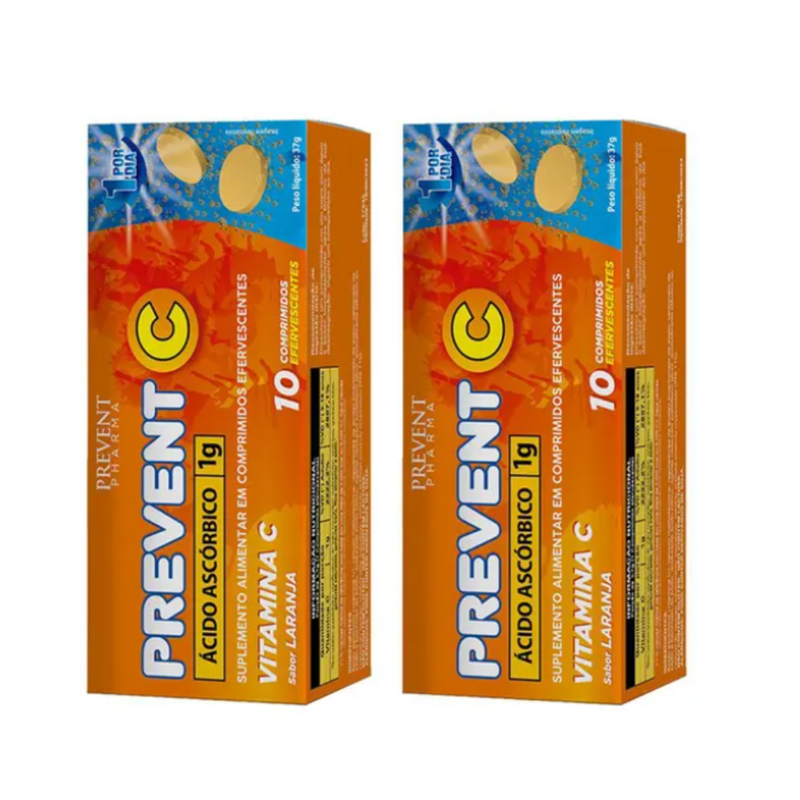 Kit 2x Prevent C Sabor Laranja C/10 Comprimidos Efervercentes - Prevent Pharma