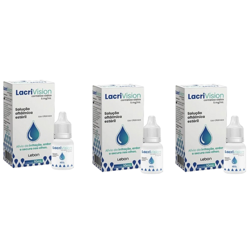Kit 3x Lacrivision Colírio 10mL Carmelose Sódica 5mg/mL – Lubrificante Ocular