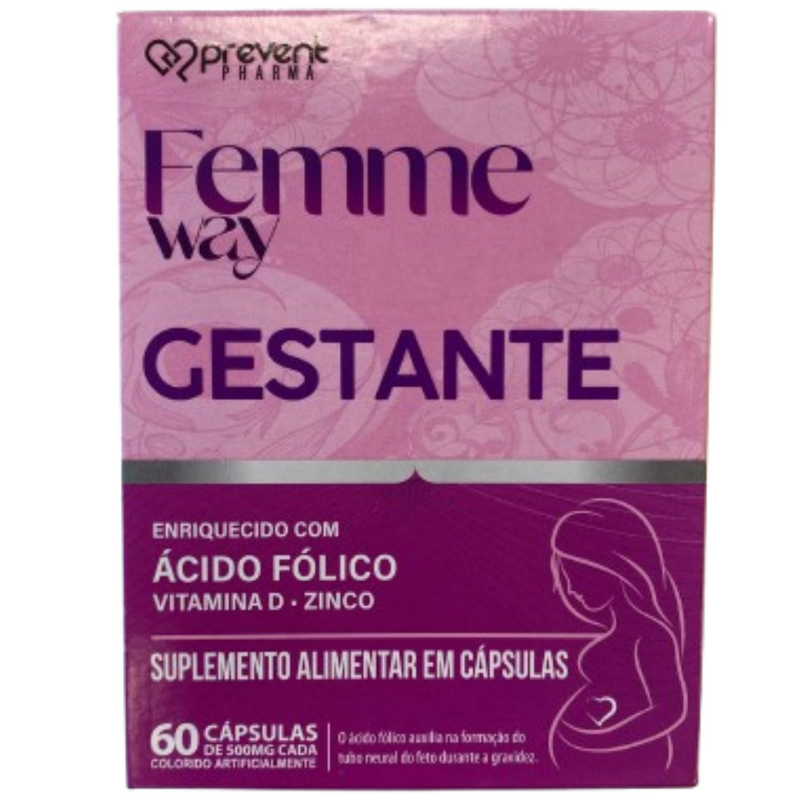 Femme Way Gestante 500mg Suplemento Pré-Natal com 60 Cápsulas