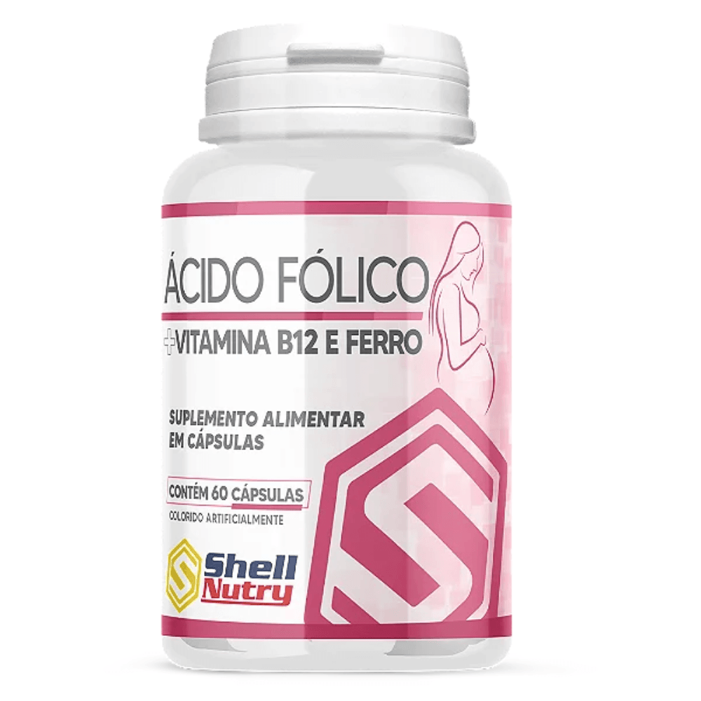 Ácido Fólico + Vit B12 e Ferro C/60 Cápsulas - Shell Nutri