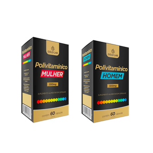 Kit Polivitamínico Homem + Mulher Gold Lab – Suporte Nutricional Completo para o dia a dia