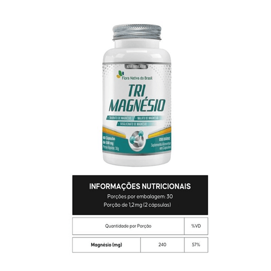 Tri Magnésio 60 Capsulas - Flora Nativa