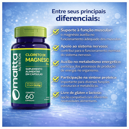 Cloreto De Magnésio PA Com 60 Cápsulas - Maltta