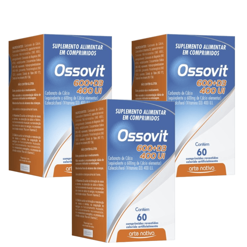 Kit C/3 Ossovit 600 + D3 400UI C/60 Comprimidos - Arte Nativa