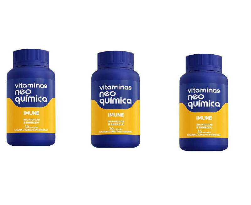 Kit C/3 Vitamina Neo Química Imune C/30 Comprimidos