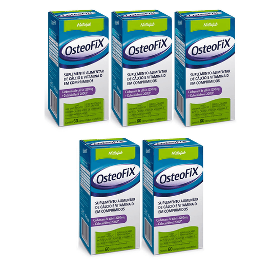 Kit 5 Caixas OsteoFix Cálcio D3 1250mg 200UI 60 Comprimidos