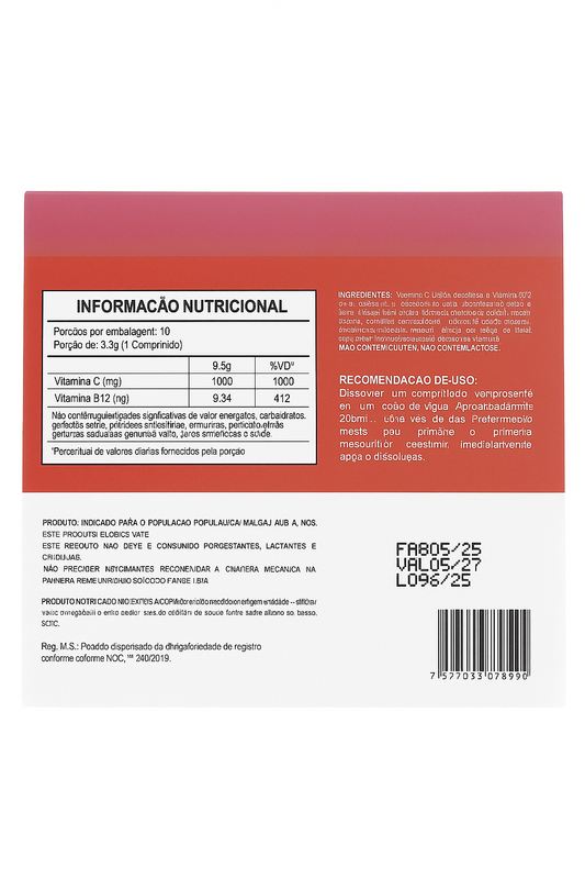 Vitamina B12 Metilcobalamina Frutas Vermelhas C/30 Comprimidos - Prevent Pharma