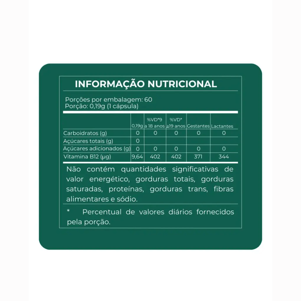 B12 Concentrado Metilcobalamina C/60 cápsulas - Airela