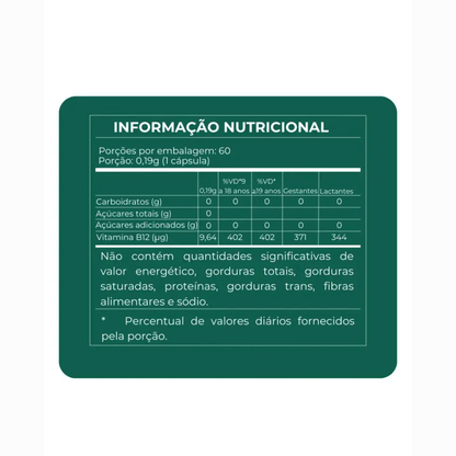 B12 Concentrado Metilcobalamina C/60 cápsulas - Airela