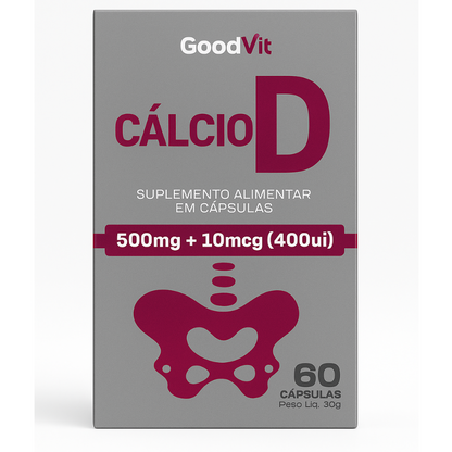 Cálcio D 500mg + 400UI C/60 Cápsulas - Good Vit