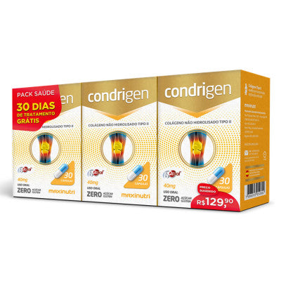 Kit 3x30 Condrigen Colágeno Tipo II 40MG C/90 Cápsulas - Maxinutri
