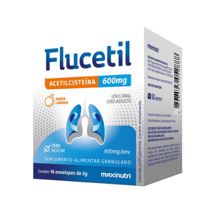Flucetil Acetilcisteína 600mg Sabor Laranja 16 Envelopes 5g