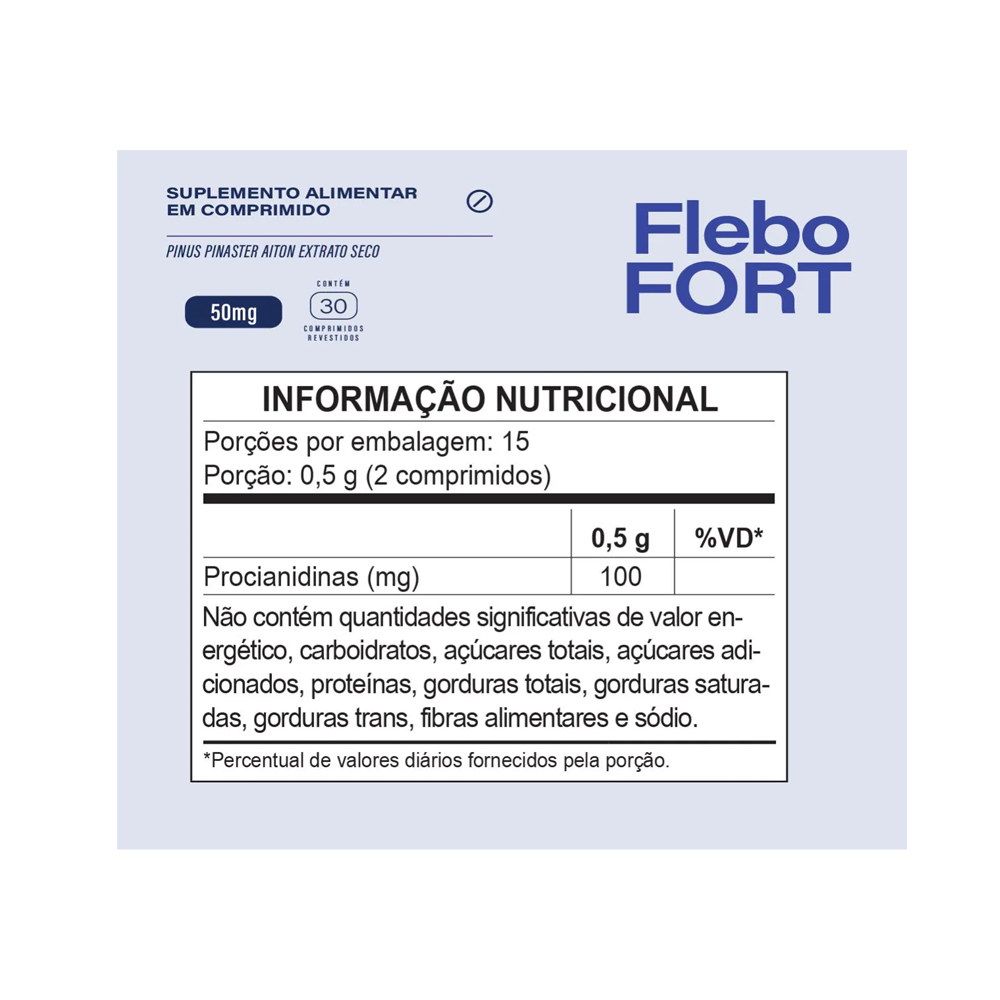Suplemento Alimentar FleboFort com 30 Comprimidos FortLife