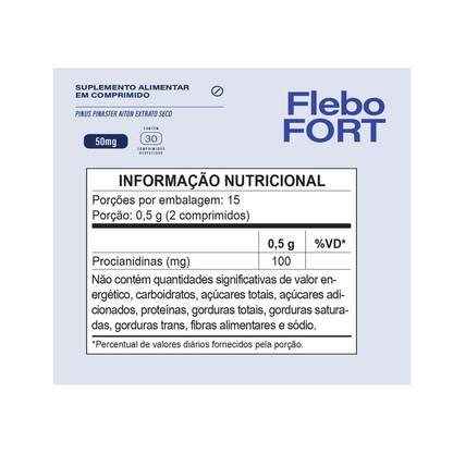 Suplemento Alimentar FleboFort com 30 Comprimidos FortLife