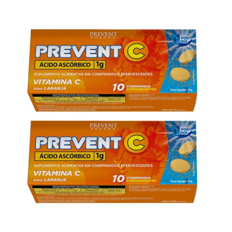 Kit 2x Prevent C Sabor Laranja C/10 Comprimidos Efervercentes - Prevent Pharma