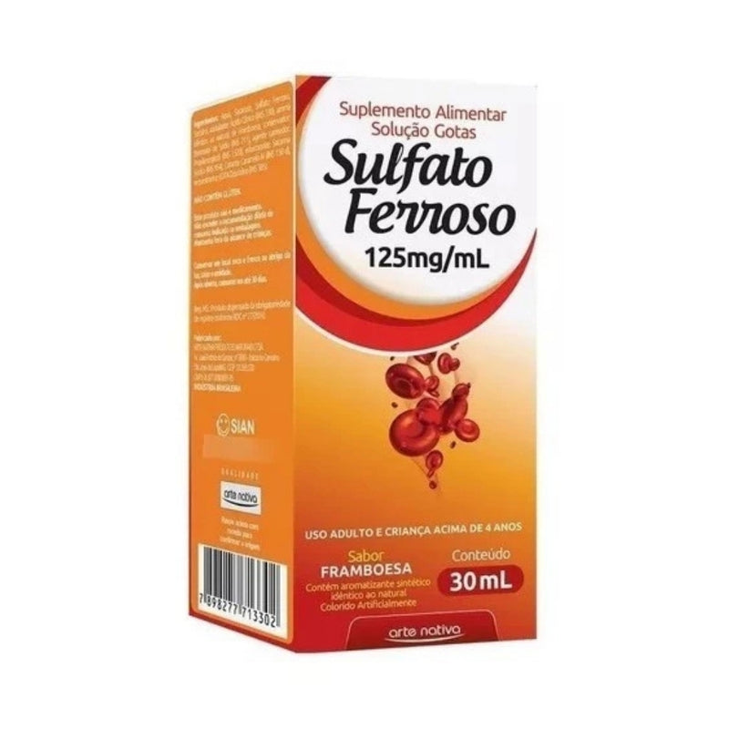 Kit 6 Caixas Sulfato Ferroso em Gotas 125mg 30ml Arte Nativa