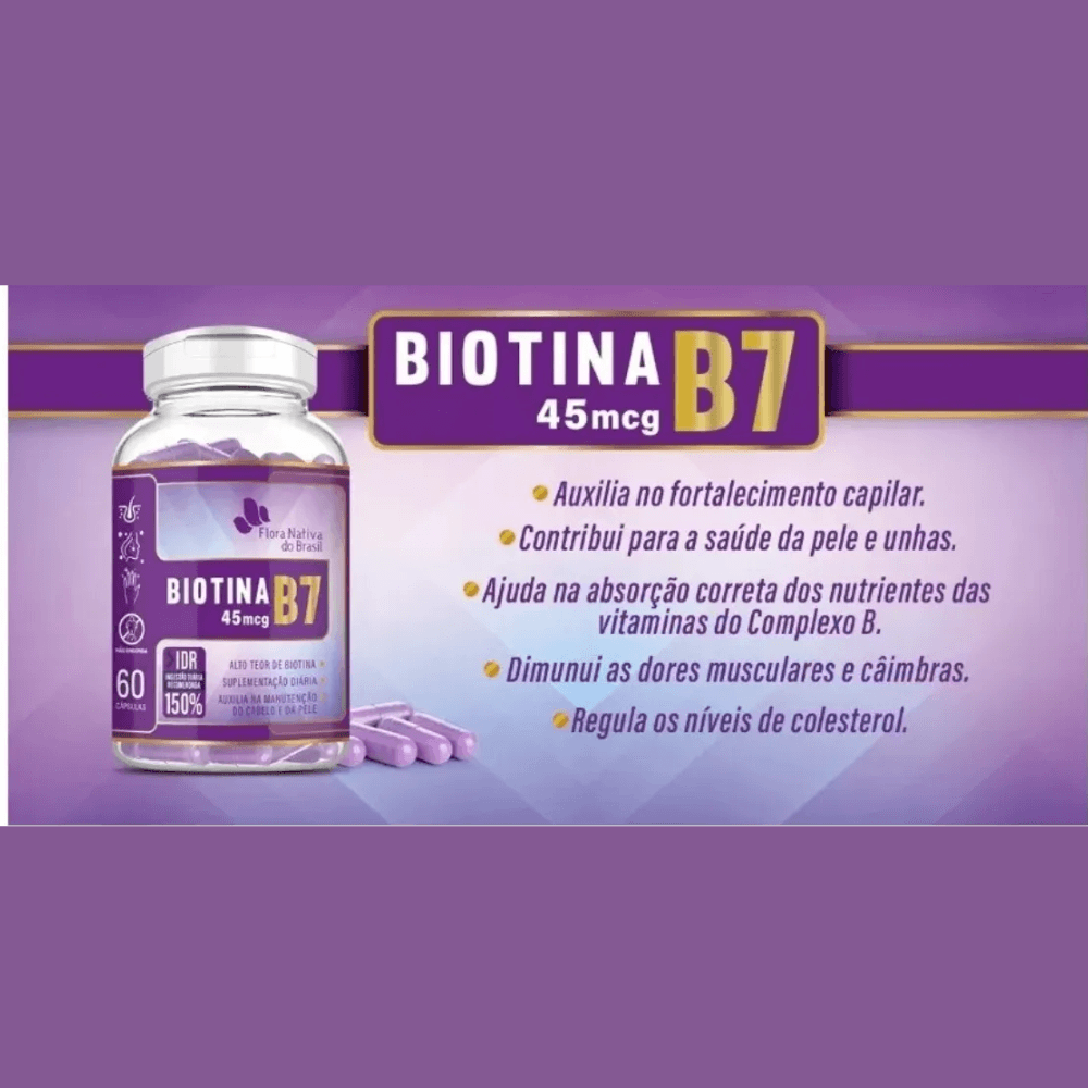 Biotina B7 Dose Máxima C/60 Cápsulas - Flora Nativa