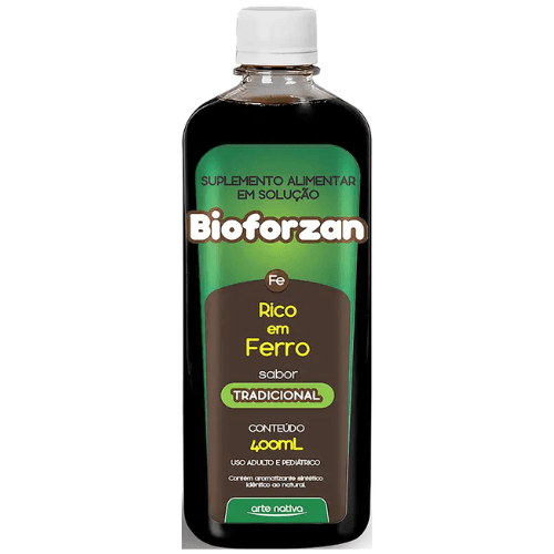 Bioforzan Rico em Ferro 400ml - Suplemento alimentar em solução sabor tradicional, da marca Arte Nativa.