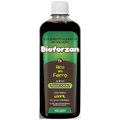 Bioforzan Rico em Ferro 400ml - Suplemento alimentar em solução sabor tradicional, da marca Arte Nativa.
