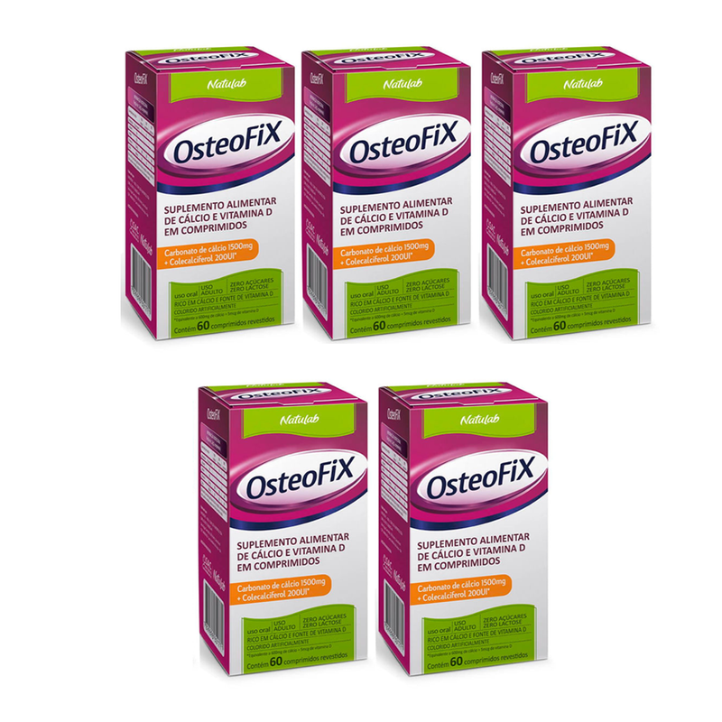 Kit C/5 OsteoFix 1500mg 200UI C/60 Comprimidos