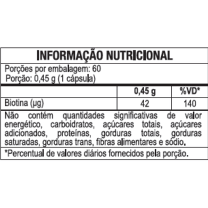 Biotina C/60 Saude dos Cabelos, Unhas e Pele