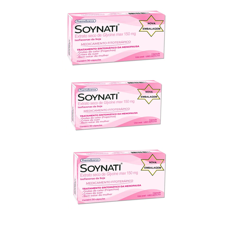 Kit 3 Soynati 150mg para menopausa 30 Cápsulas PharmaScience