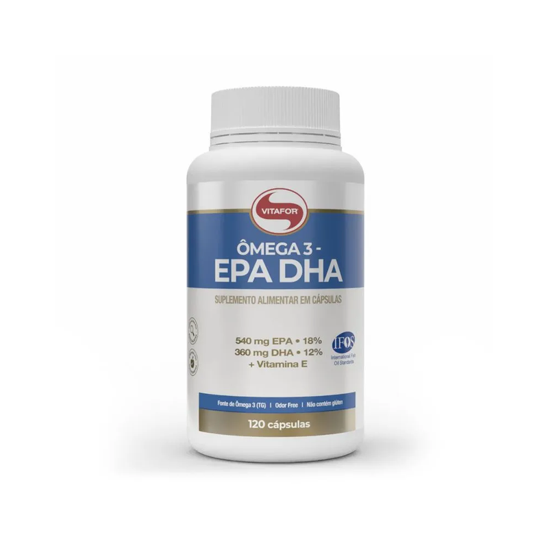 Ômega 3 EPA DHA: Ômega 3 + Vitamina E 120 Cápsulas
