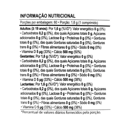 OsteoFix Carbonato de Cálcio 1250mg 200UI C/60 Comprimidos