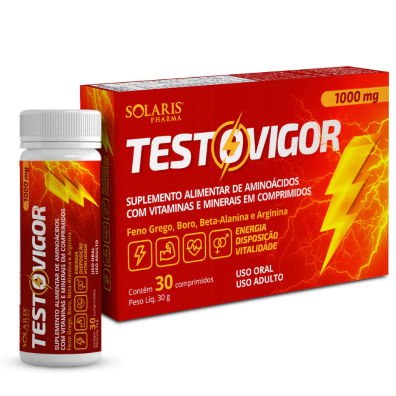Testovigor 1000mg Com 30 Comprimidos - Feno Grego + Boro + Beta-Alanina + Arginina