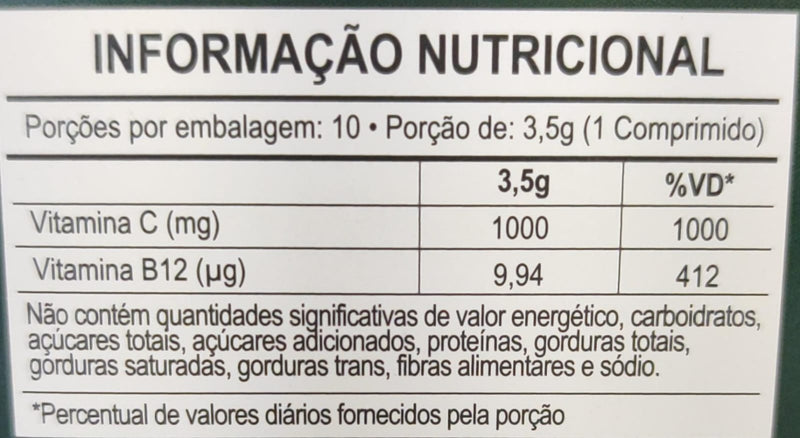 Blue B12 Metilcobalamina + Vitamina C 10 Comprimidos - Vita Blue