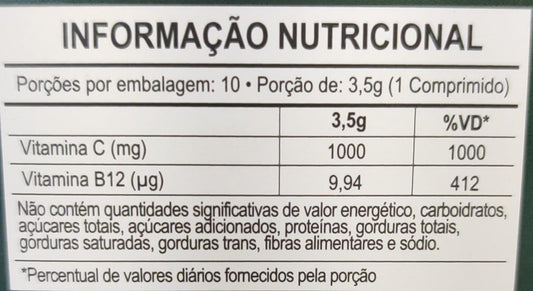 Blue B12 Metilcobalamina + Vitamina C 10 Comprimidos - Vita Blue