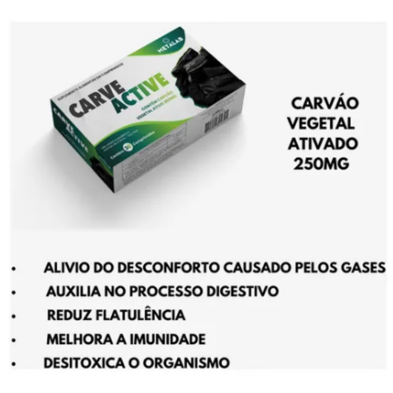 Carve Active Carvão Ativado C/30 Comprimidos - Metalab