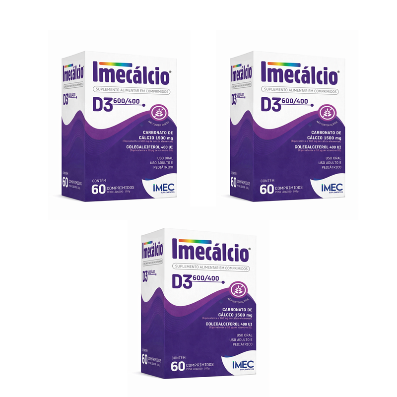 Kit 3 Caixas Imecálcio Cálcio D3 600/400mg 60 Comprimidos Nutivit