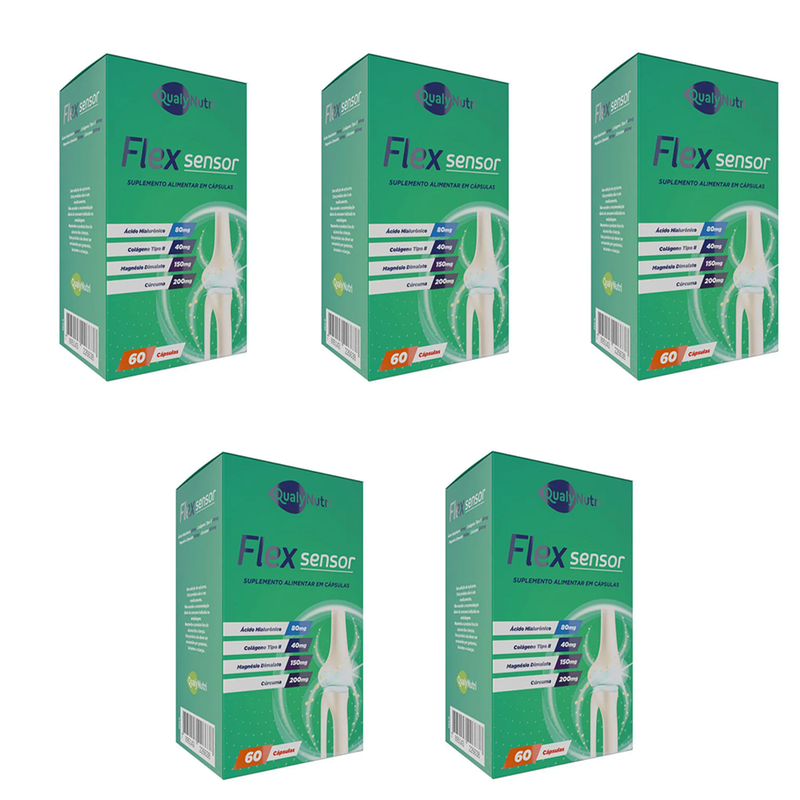 Kit C/5 Flex Sensor Qualy Nutri 60 Cápsulas Saúde Articular