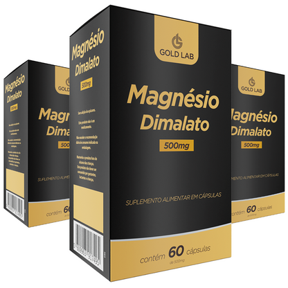Kit 3 Magnésio Dimalato 500mg com 60 Cápsulas Gold Lab