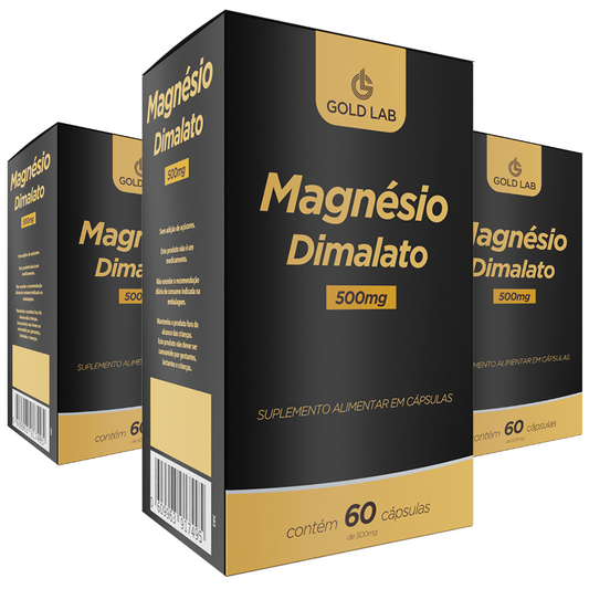 Kit 3 Magnésio Dimalato 500mg com 60 Cápsulas Gold Lab