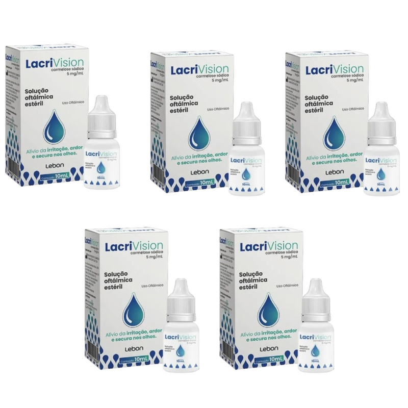 Kit C/5 Lacrivision Colírio 10mL Carmelose Sódica 5mg/mL – Lubrificante Ocular