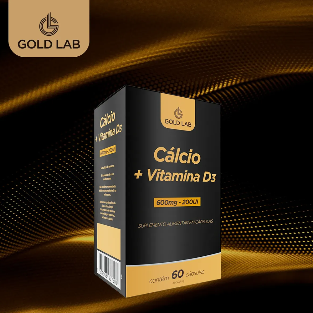 Cálcio + Vitamina D3 Ossos Fortes 60 Cápsulas Gold Lab