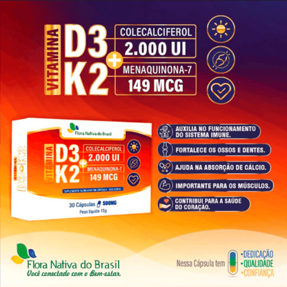 Vitamina K2 + D3 C/30 Cápsulas - Flora Nativa