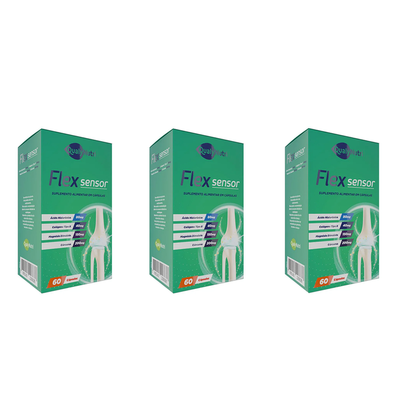 Kit C/3 Flex Sensor Qualy Nutri 60 Cápsulas Saúde Articular