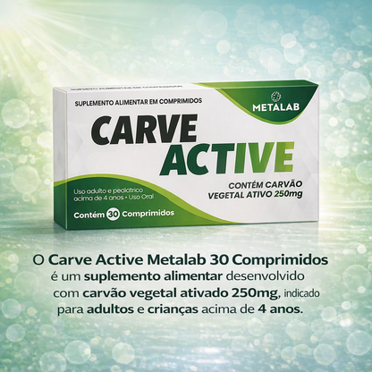 Carve Active Carvão Ativado C/30 Comprimidos - Metalab