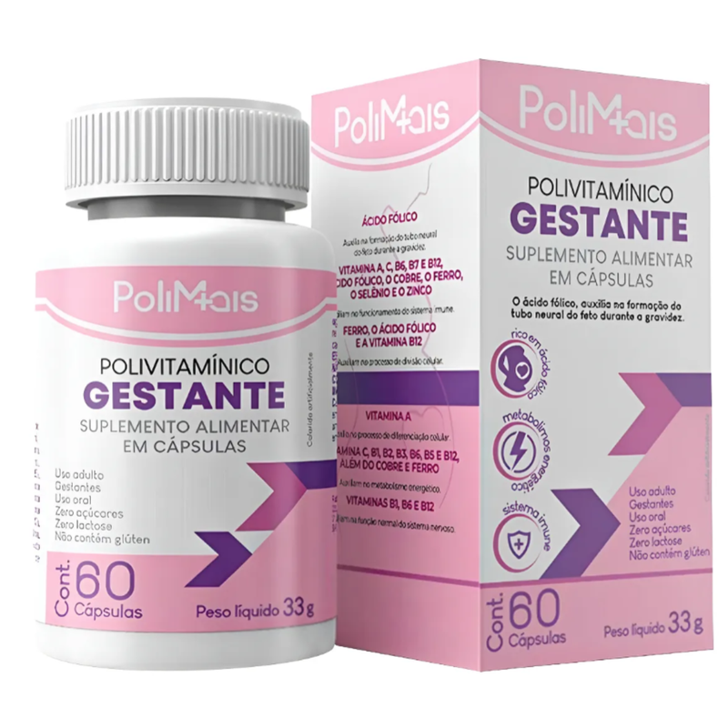 Polivitamínico Polimais Gestante C/60 Cápsulas