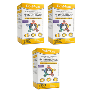 Kit C/3 Polimais + Imunidade Vitaminas Cdzse C/60 Cápsulas Nutriex